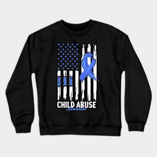 Child Abuse Prevention Awareness Month Blue Ribbon gift idea Crewneck Sweatshirt